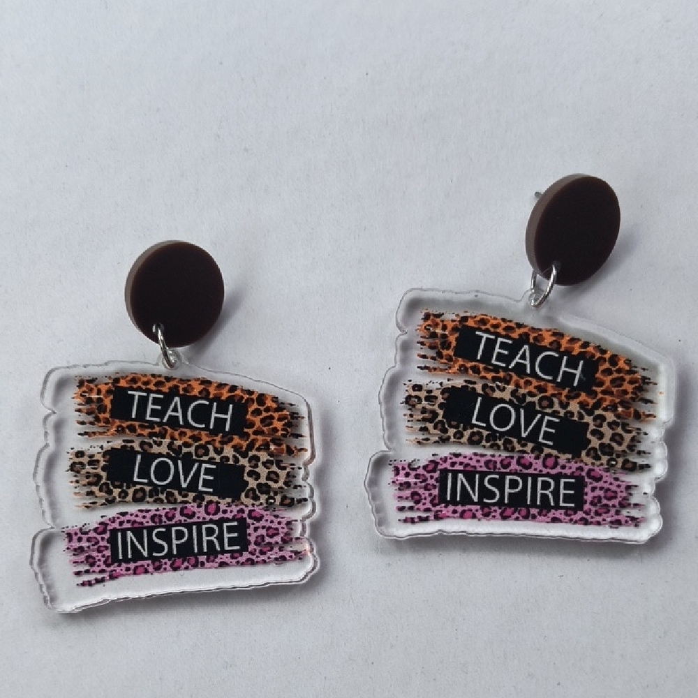 Bold Orange and Brown Earrings with Graffiti Design